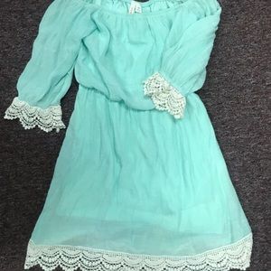 Mint off the shoulder sun dress
